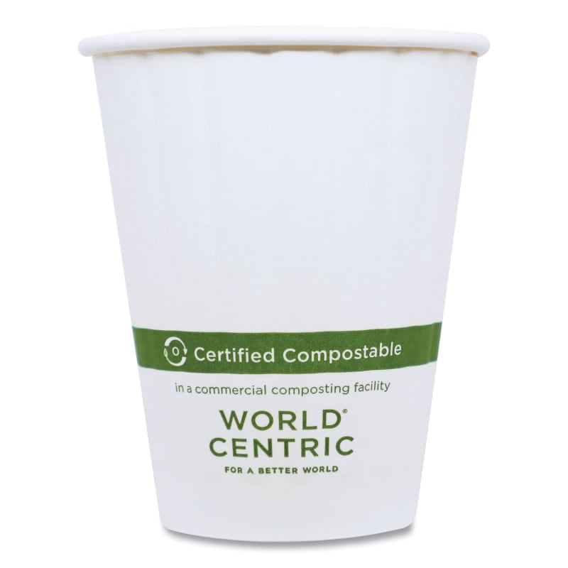World Centric WORCUPA12D Double Wall Paper Hot Cups, 12 oz, White, 1,000/Carton