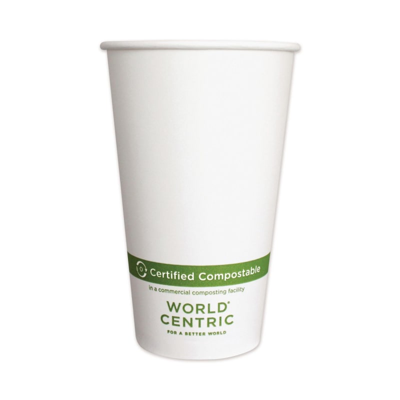 World Centric WORCUPA16 Paper Hot Cups, 16 Oz, White, 1,000/carton