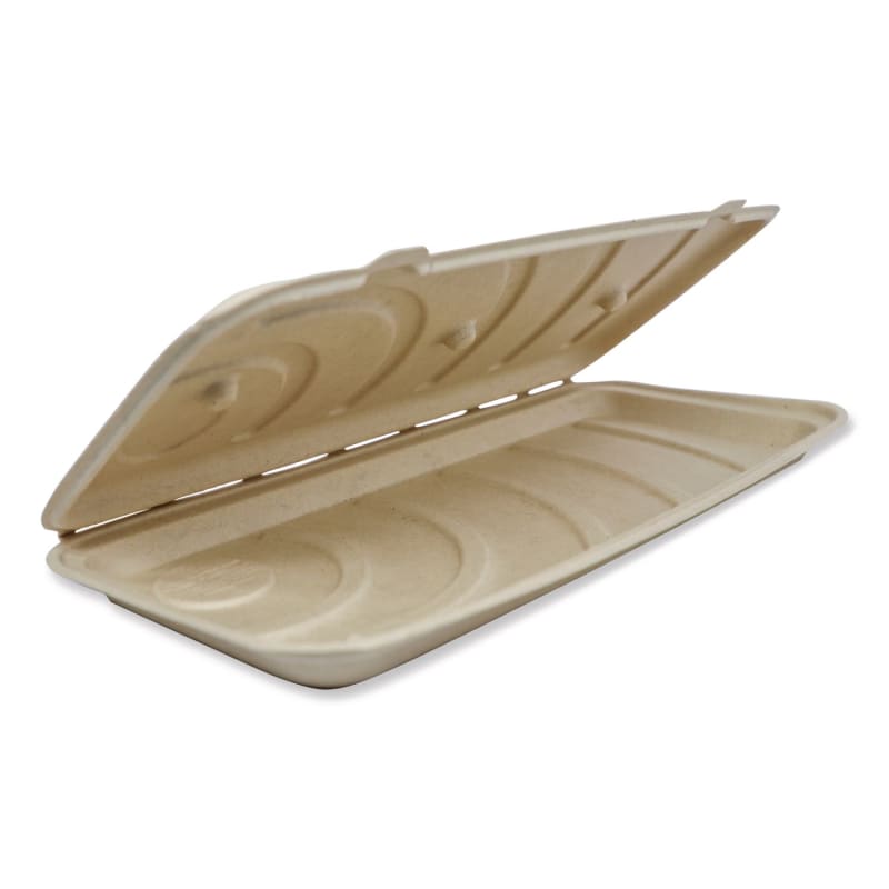 World Centric WORPBSCU13LFS Fiber Hinged Takeout Containers, 13.7 x 6.6 x 1.3, Natural, Paper, 200/Carton