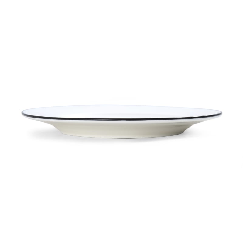 Outlet Mikasa 5260367 8" Round Bistro Plate Porcelain Black Pinstripe
