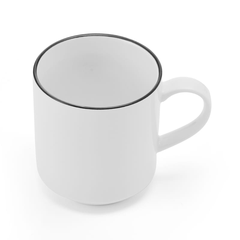 Outlet Mikasa 5305834 11 4/5 oz Bistro Mug Porcelain Black Pinstripe