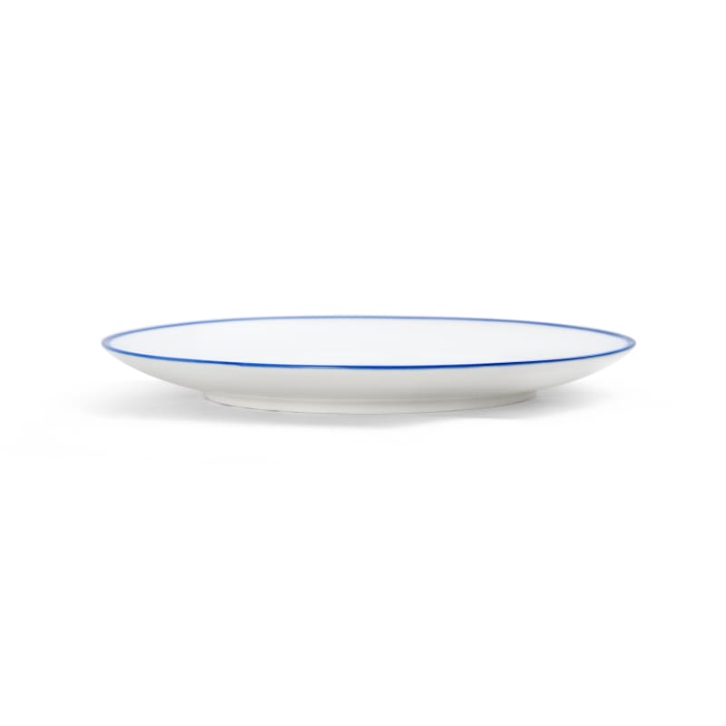 Outlet Mikasa 5256491 8" Round Bistro Coupe Plate Porcelain Blue Pinstripe