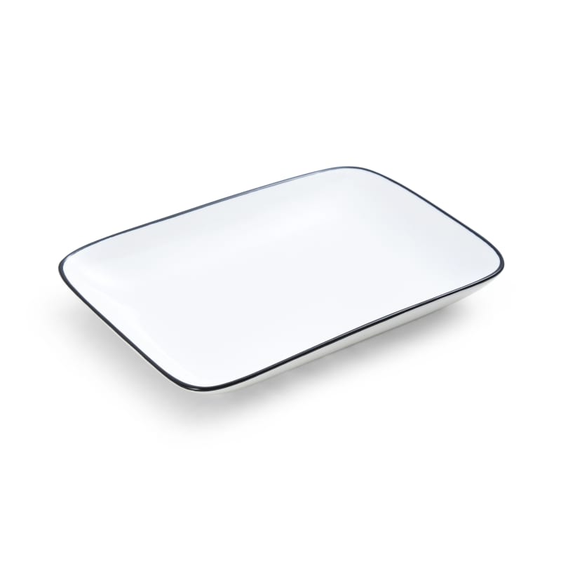 Outlet Mikasa 5260390  Bistro Pinstripe Porcelain Rectangular Platter 10x7"