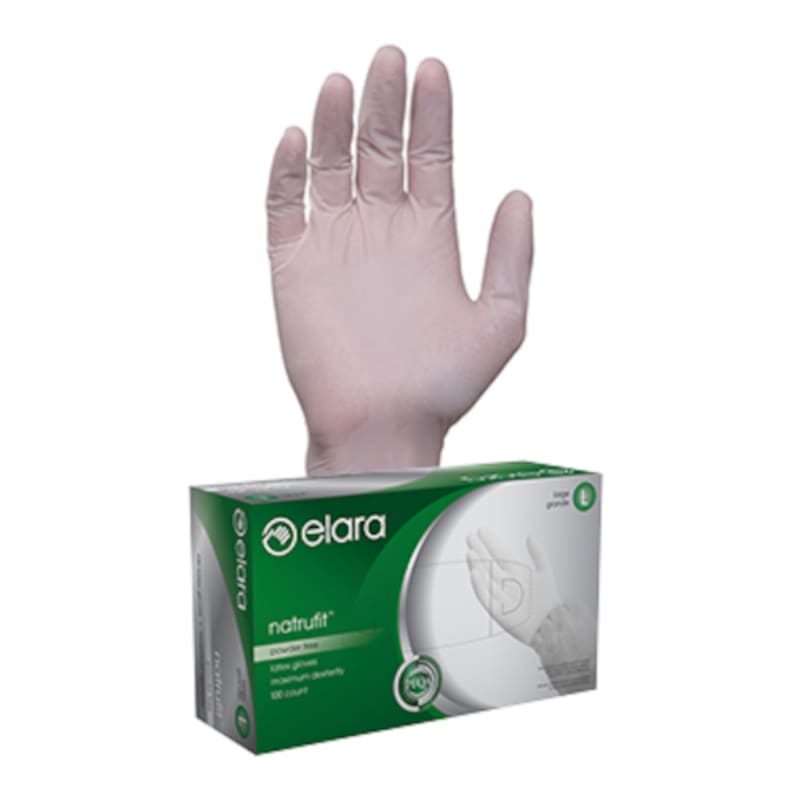 Elara FL102 natrufit Medium White Latex Disposable Gloves, Powdered, 1000/CS