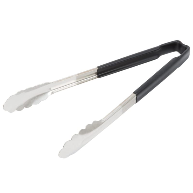Vollrath 4781220 One-Piece Scalloped Kool-Touch Tongs, 12", Black Handle