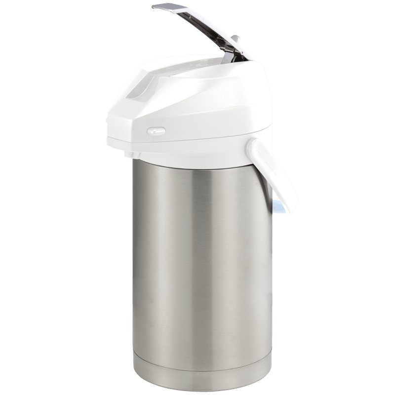 Service Ideas CTAL30WHT Color-Me SVAC 3-Liter Vacuum Insulated Lever Lid Airpot in Brushed Stainless and White