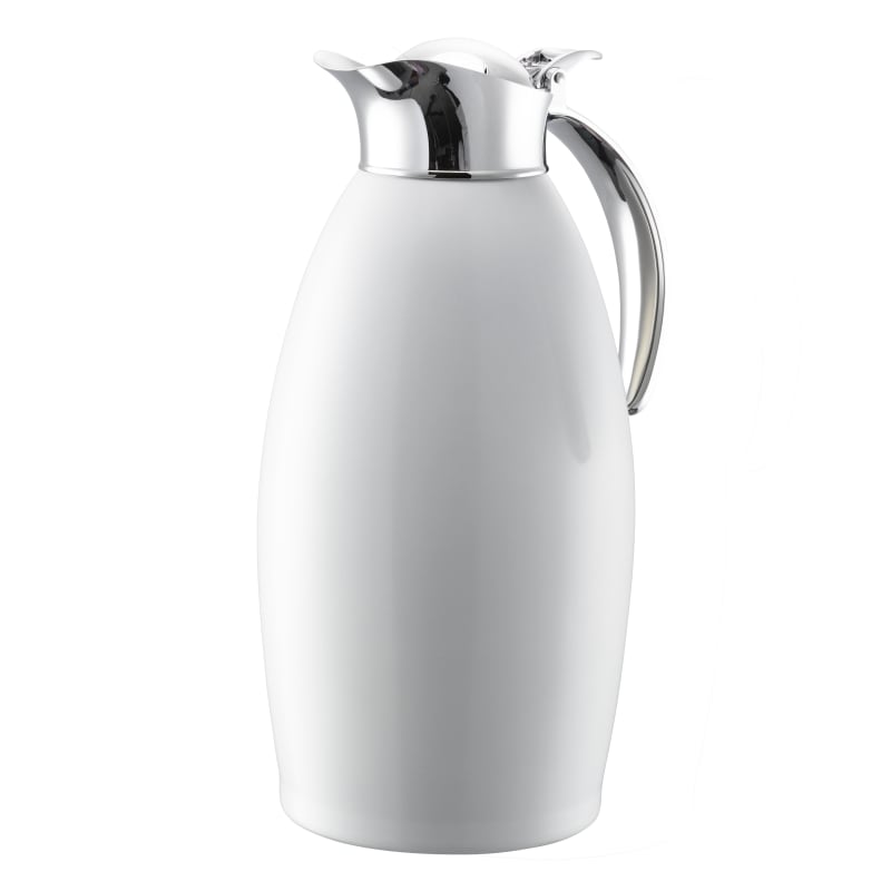Service Ideas NIC15BSWH Nicollet Series 1.5-Liter Stainless Vacuum Insulated Carafe with Flip-Top Lid in Radiant White