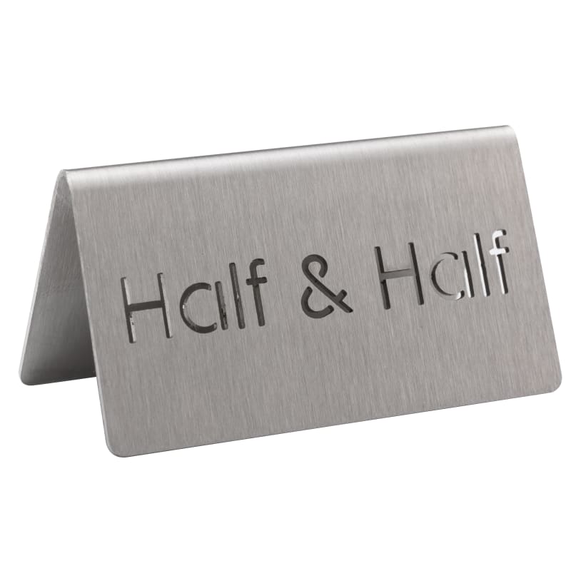 Service Ideas 1C-BF-HALFNHALF-MOD Laser Cut Id "Half & Half" Table Tent In Brushed Stainless