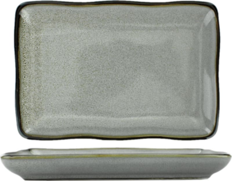 International Tableware LU-64-AS Luna™ Stoneware Ash Rectangular Platter 6" x 4"