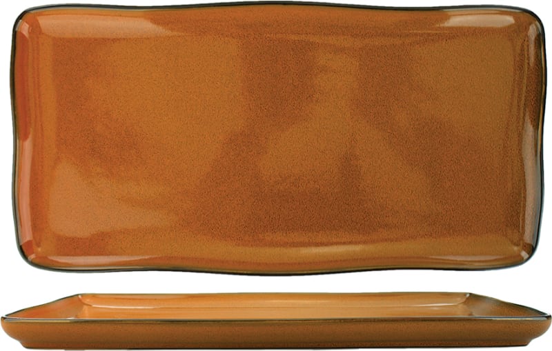 International Tableware LU-64-TA Luna™ Stoneware Terracotta Rectangular Platter 6" x 4"