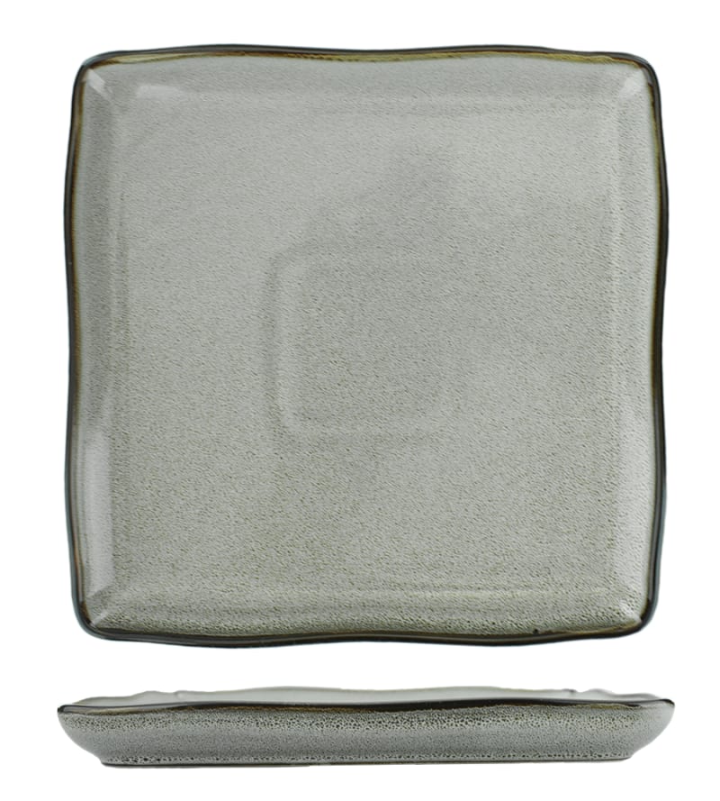 International Tableware LU-77-AS Luna™ Stoneware Ash Square Plate 7"