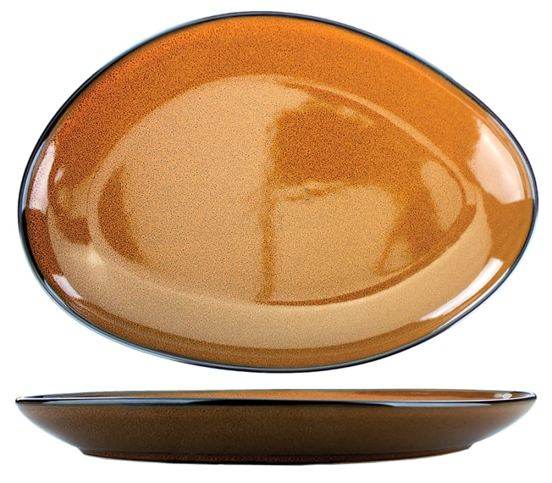 International Tableware LU-139-TA Luna™ Stoneware Terracotta Platter 13-1/4"  x 9-1/4"