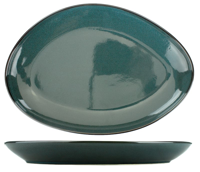 International Tableware LU-118-MI Luna™ Stoneware Midnight Blue Platter 11-1/2" x 8" x 1-3/8"