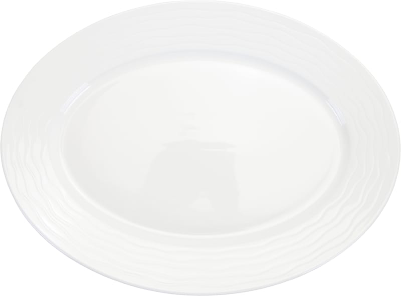 International Tableware WA-51 Wave™ Porcelain BW Platter 14-1/2" x 10-3/4"