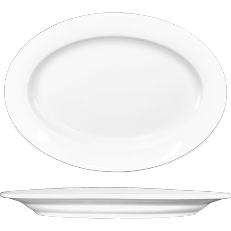 International Tableware BL-33 Bristol™ Porcelain BW Oval Platter 7-1/4" x 5-1/4"