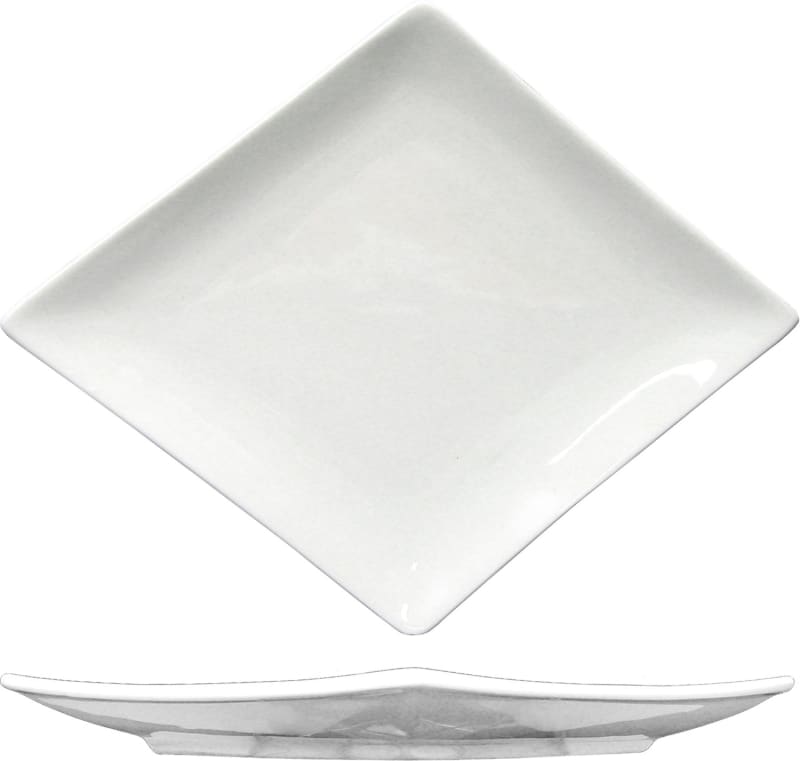 International Tableware PA-116 Paragon™ Porcelain BW Diamond Plate 10" x 8"