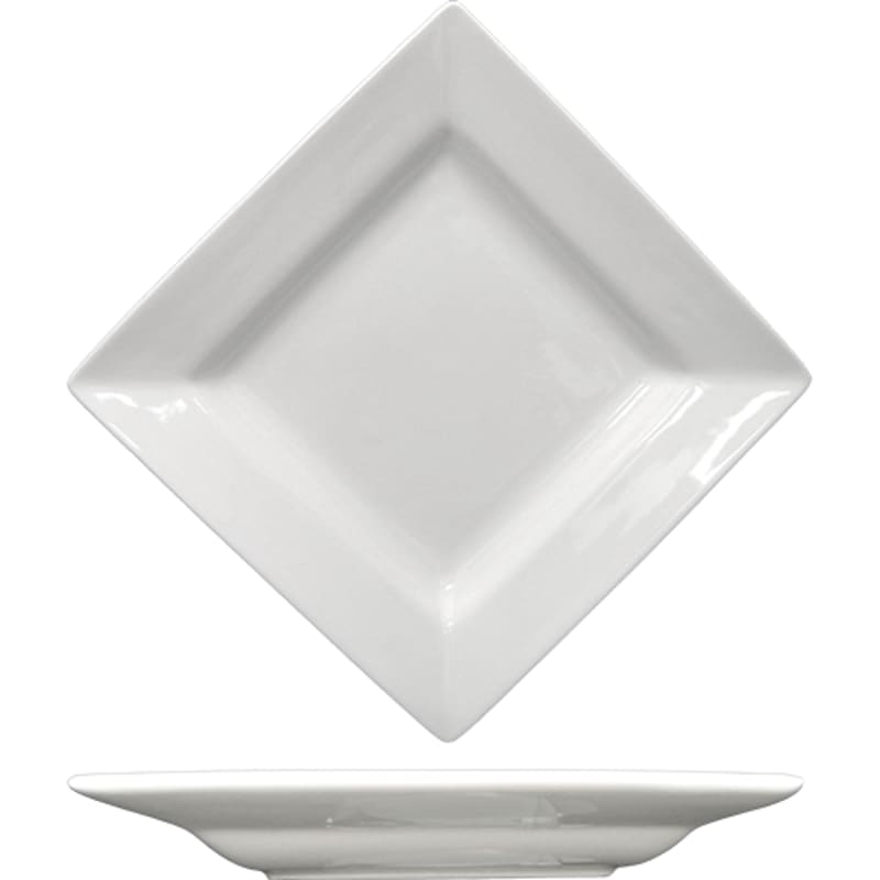 International Tableware EL-212 Elite™ Porcelain BW Deep Square Plate 11-5/8"