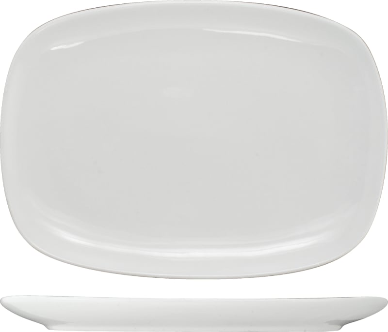 International Tableware QP-14 Quad™ Porcelain EW Rectangular Platter 14" x 9-1/2"