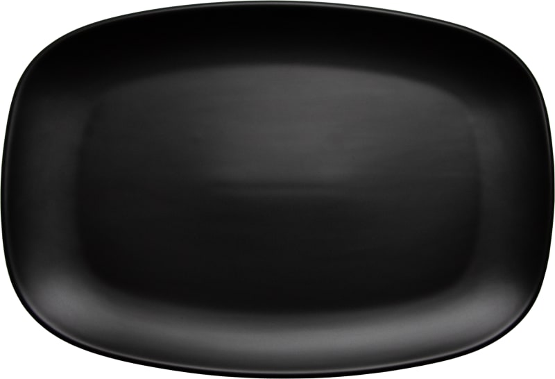 International Tableware QP-14-MB Quad™ Porcelain Matte Black Rectangular Platter 14" x 9-1/2"