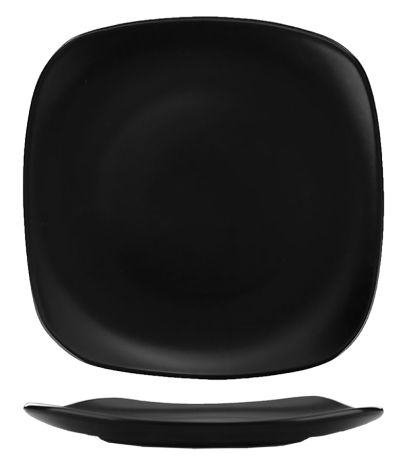 International Tableware QP-9-MB Quad™ Porcelain Matte Black Square Plate 9-3/4"