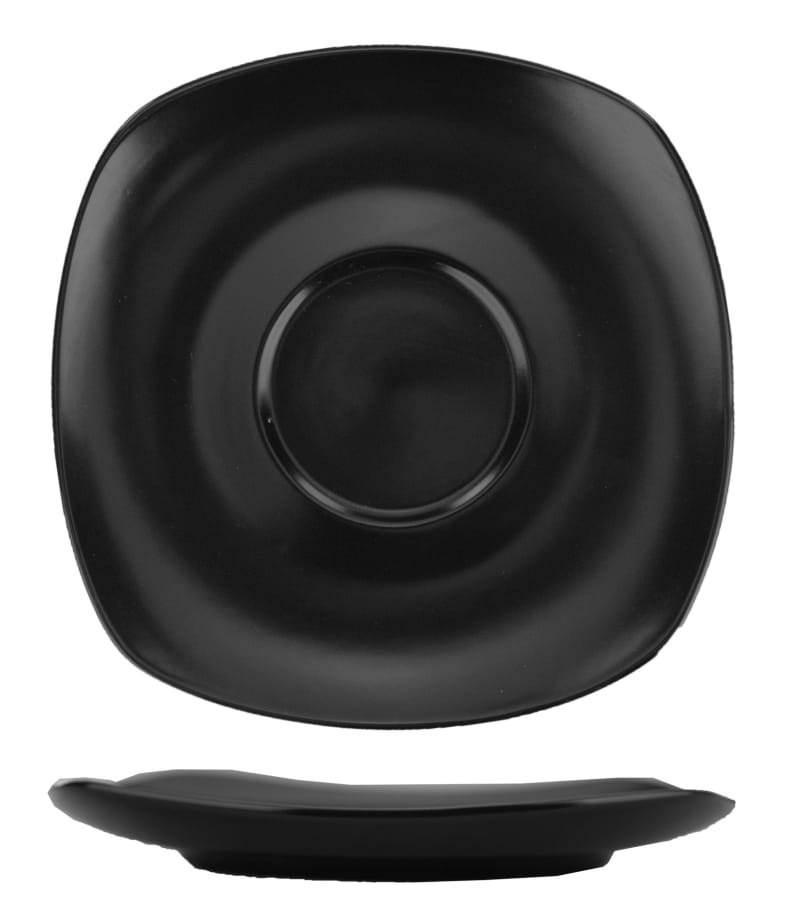 International Tableware QP-2-MB Quad™ Porcelain Matte Black Square Saucer 5-3/4"