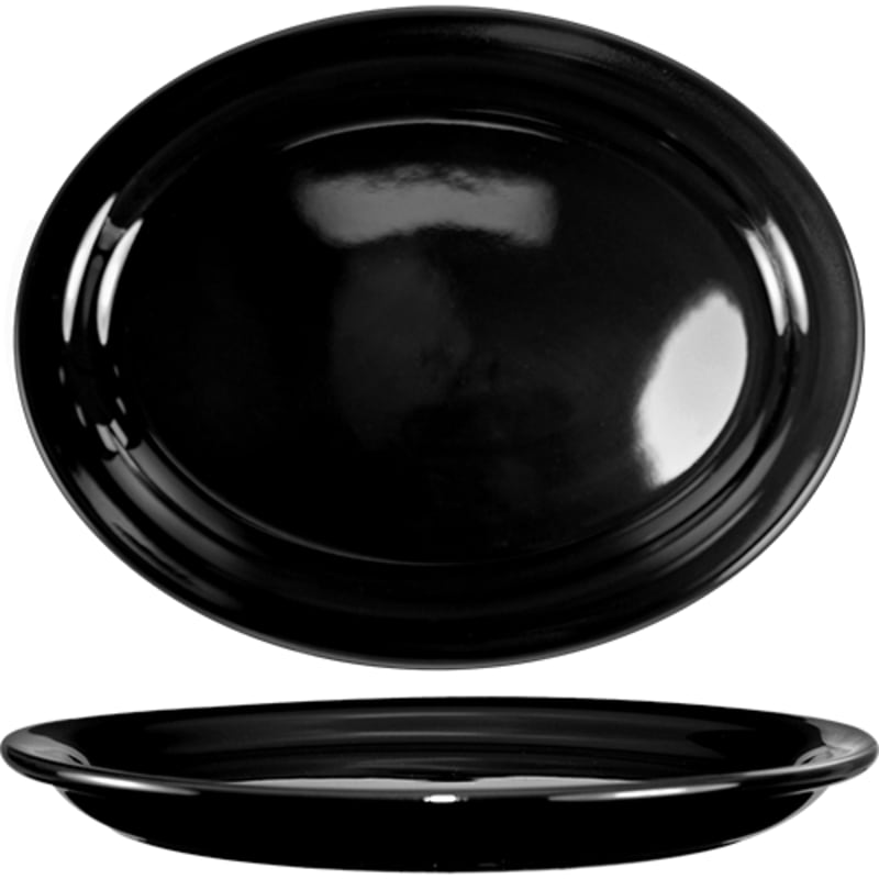 International Tableware CAN-14-B Cancun™ Stoneware Black NR Platter 13-1/4"