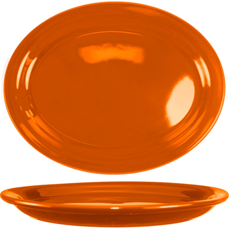 International Tableware CAN-14-O Cancun™ Stoneware Orange NR Platter 13-1/4"