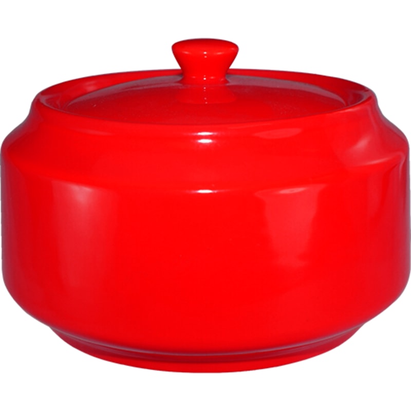 International Tableware CA-61-CR Cancun™ Stoneware Crimson Red Sugar Bowl w/Lid (13oz)