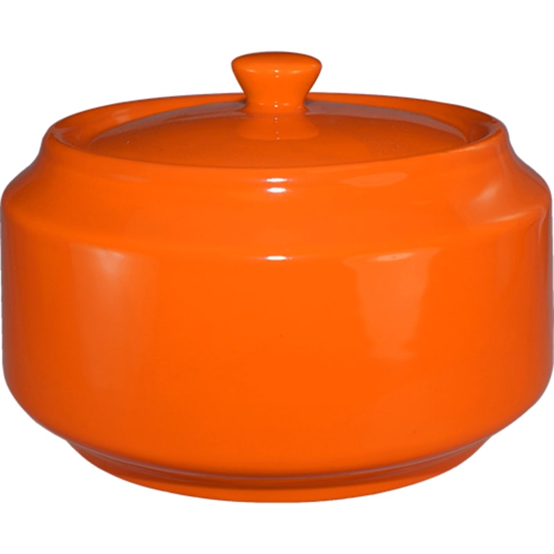 International Tableware CA-61-O Cancun™ Stoneware Orange Sugar Bowl w/Lid (13oz)