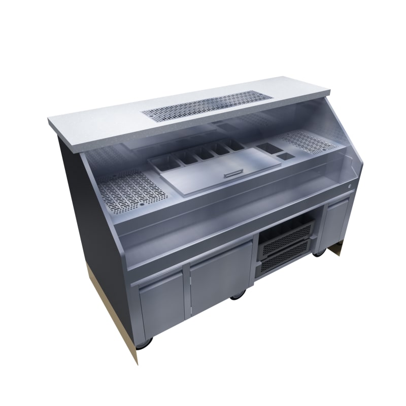 EuroBar EBSVT64 Svelto™ Mobile Bar, 64"W x 30"D x 43"H, 304 Stainless Steel