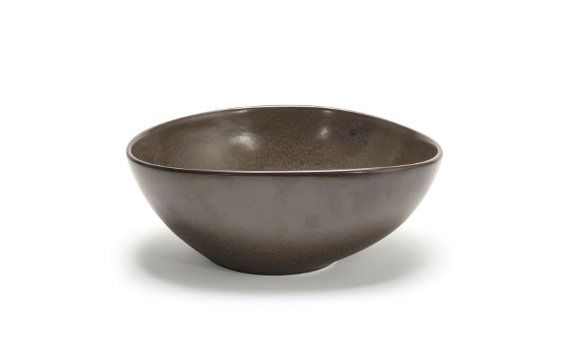 Front of the House BBO034ESP20 9.5" Oval Tall Kiln® Bowl, 60 oz, Mocha, 2/Case