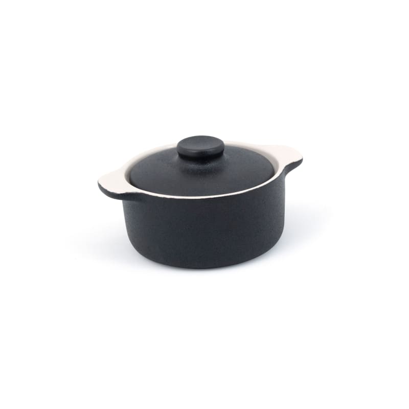 Front of the House DBO133BKC23 16 oz Round Kiln® Ovenware Dish with Lid, Black, 12/Case