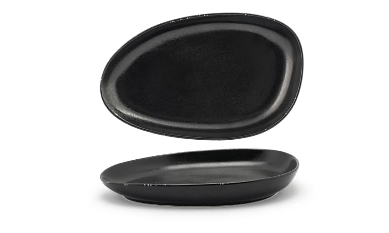 Front of the House DDP062BKP22 11" Oval Kiln® Plate, Pepper, 6/Case