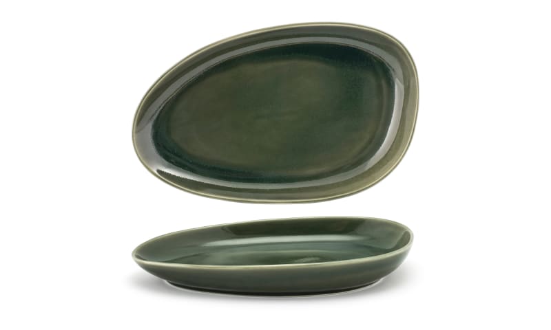 Front of the House DDP062GRP22 11" Oval Kiln® Plate, Leek, 6/Case