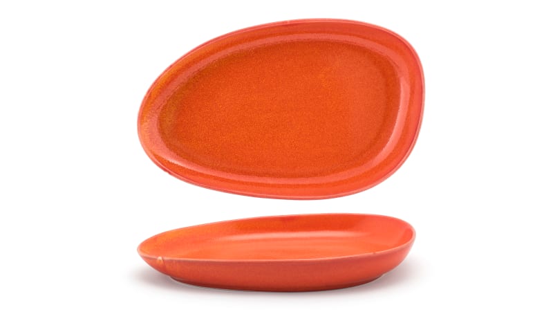 Front of the House DDP062ORP22 11" Oval Kiln® Plate, Blood Orange, 6/Case
