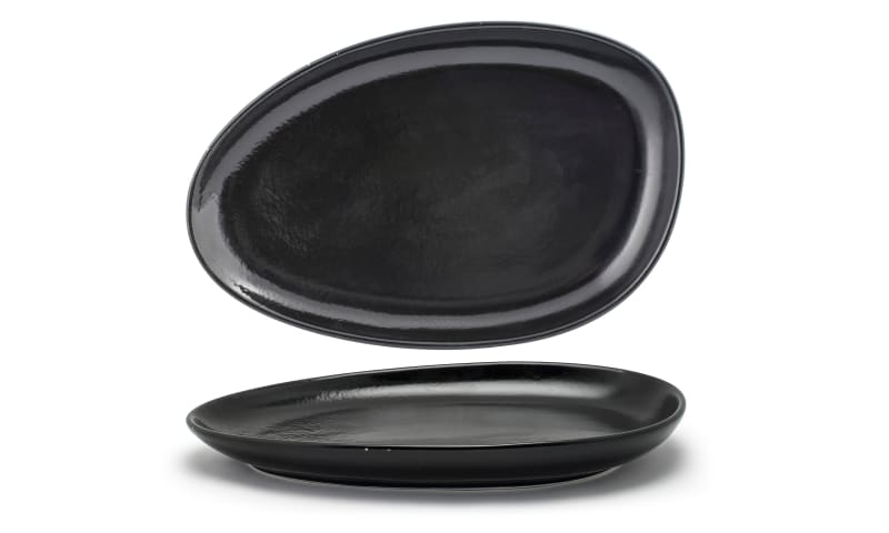 Front of the House SPT056BKP20 14" Oval Kiln® Platter, Pepper, 2/Case
