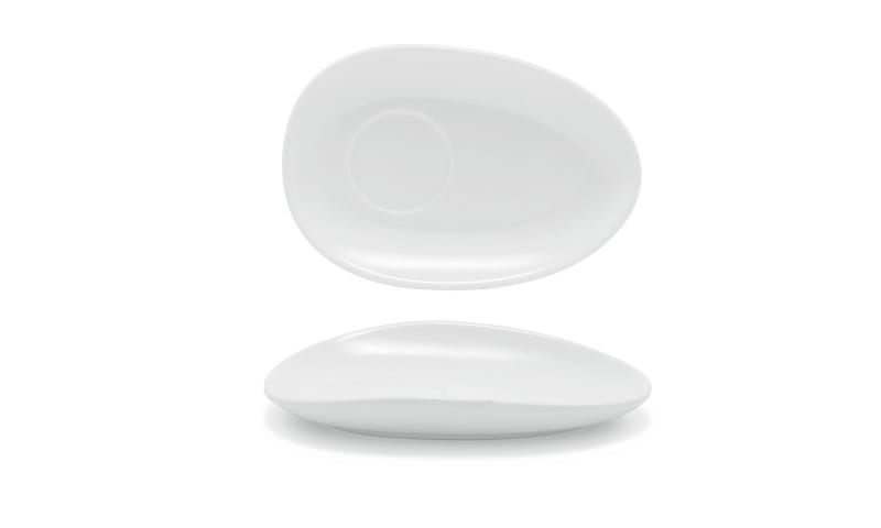 Front of the House DCS055WHP23 7" Oval Tides® Saucer, White, 12/Case