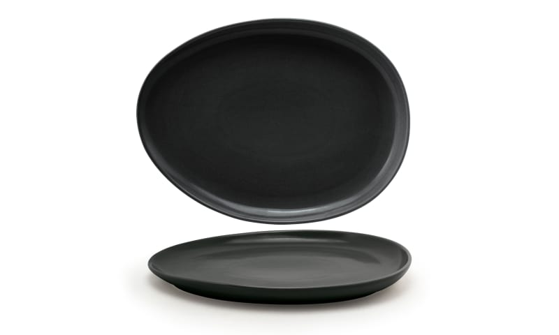 Front of the House DOS032BKP20 13" Oval Tides® Low Platter, Mussel, 2/Case