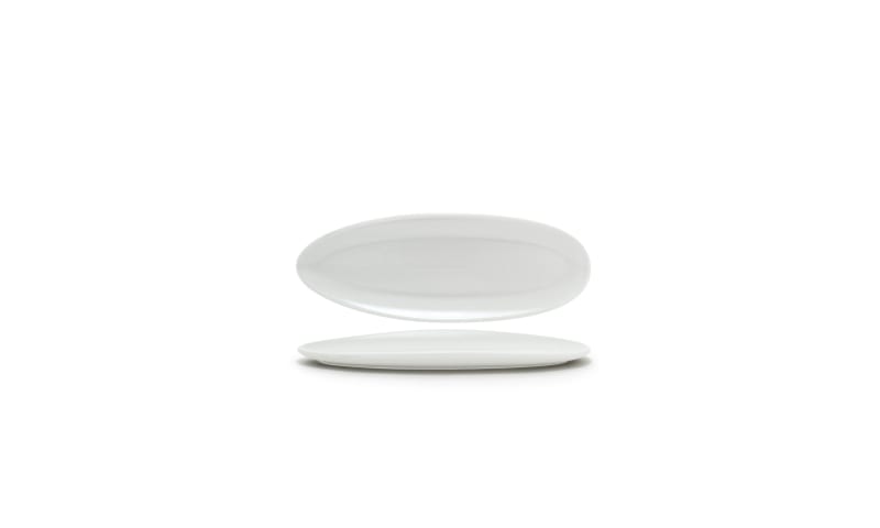 Front of the House DSU008WHP23 11.5" Slim Oval Tides® Plate, White, 12/Case