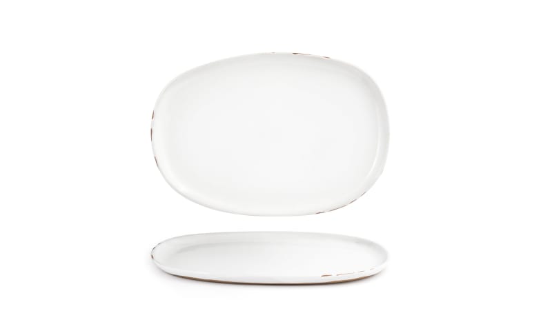 Front of the House DOS033WHP21 13" Oval Artefact® Platter, White, 4/Case