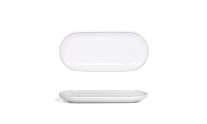 Front of the House DSU012WHP23 11" x 5" Oval Bevel™ Plate, White, 12/Case