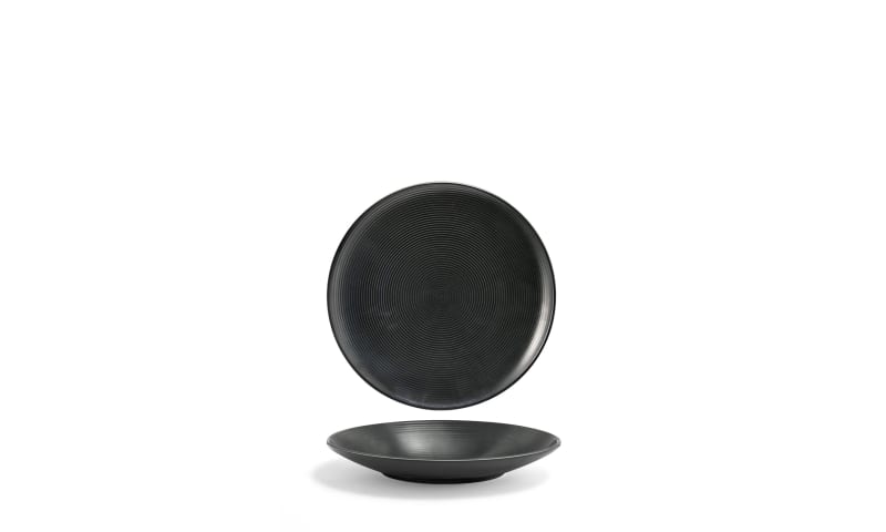 Front of the House DAP059BKP22 7.25" Round Spiral® Plate, Ink, 6/Case