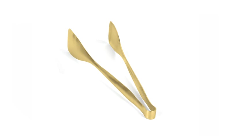 FOH BUT024GOS22 12" Brushed Stainless Tongs - Matte Brass