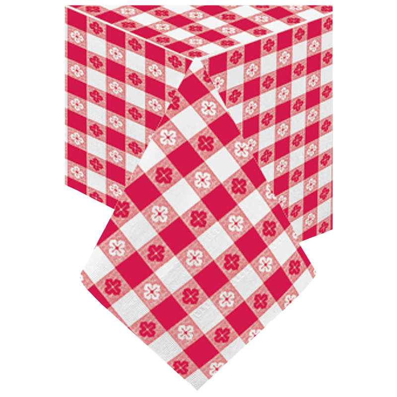 Hoffmaster 220670 Cellutex 54" x 108" Red Gingham Tissue/Poly Paper Table Cover