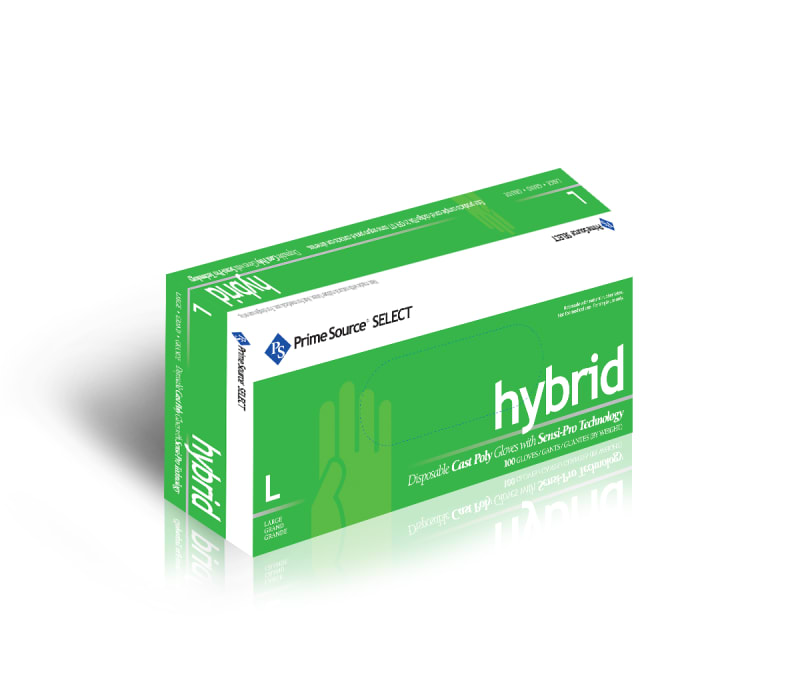 Primesource 75007180 Select Sensi-Pro Large Clear Hybrid Disposable Gloves, Powder-Free, 1000/CS