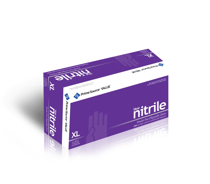 Primesource 75001111 Value XL Blue Nitrile Disposable Gloves, Powder-Free, 1000/CS