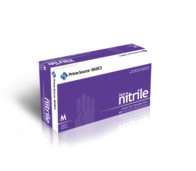 Primesource 75000763 Basics Medium Blue Nitrile Disposable Gloves, Powder-Free, 1000/CS