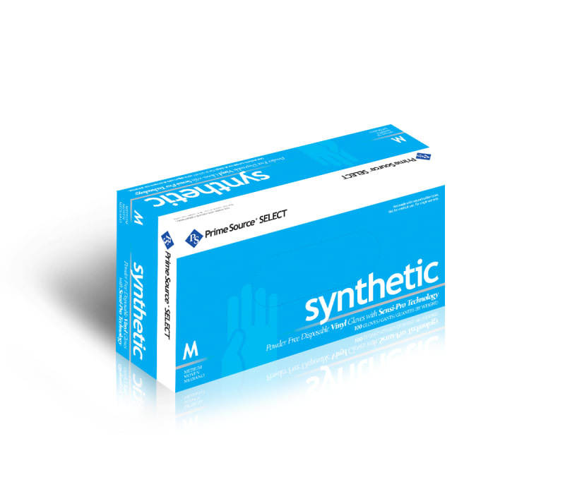 Primesource 75008931 Select Sensi-Pro Medium White Synthetic Vinyl Disposable Gloves, Powder-Free, 1000/CS