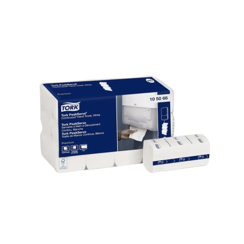 Tork 105066 PeakServe® Continuous™ Paper Hand Towels White 1-Ply 3240/Case