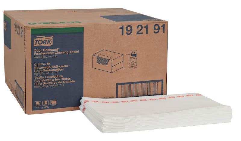 Tork 192191 Resistant Foodservice Cleaning Cloth White Self Dispensing 150/Case